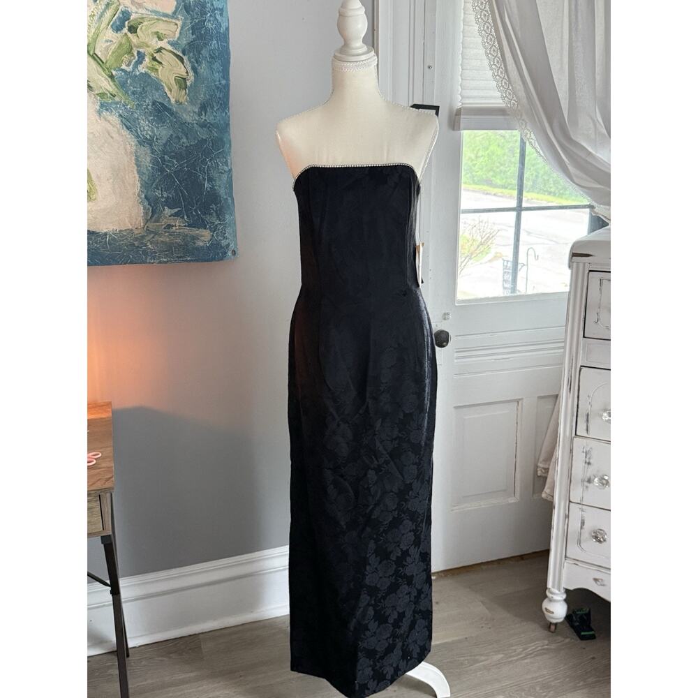 Scott McClintock 90’s Vintage Black Formal Dress size 10 rhinestone neckline